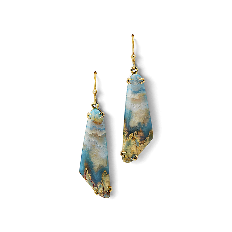 Plume Agate &amp; Turquoise Earrings