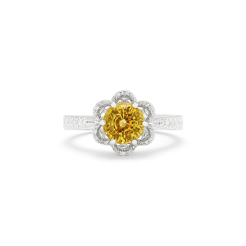 Yellow Sapphire Floral Ring