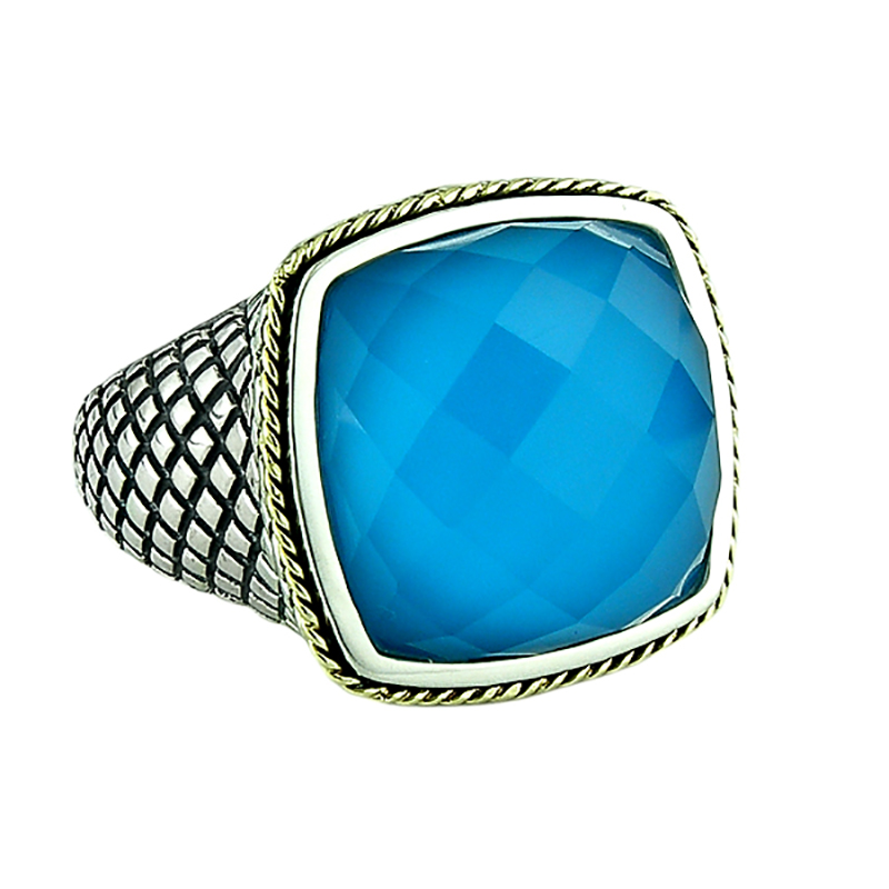 Sterling &amp; 18K Turquoise Ring