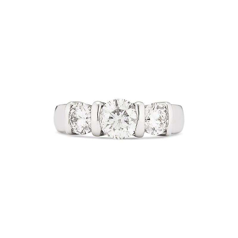 Three Stone Bar Set Diamond Engagement Ring